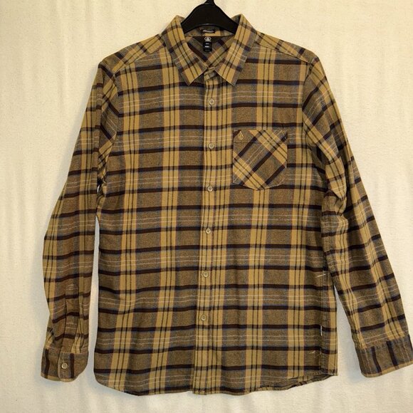 Volcom Mens Caden Button Up Plaid Flannel Shirt Size Large L/S Modern Fit - Picture 1 of 8